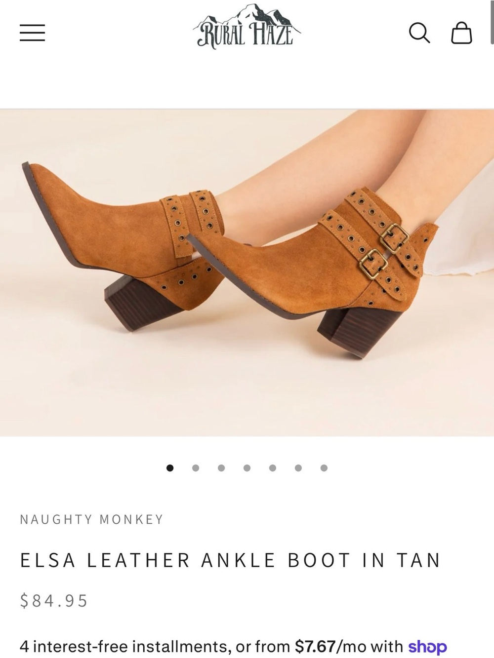naughty monkey Tan Suede-Look Buckle Ankle Boots sz 7 NIB retail $84